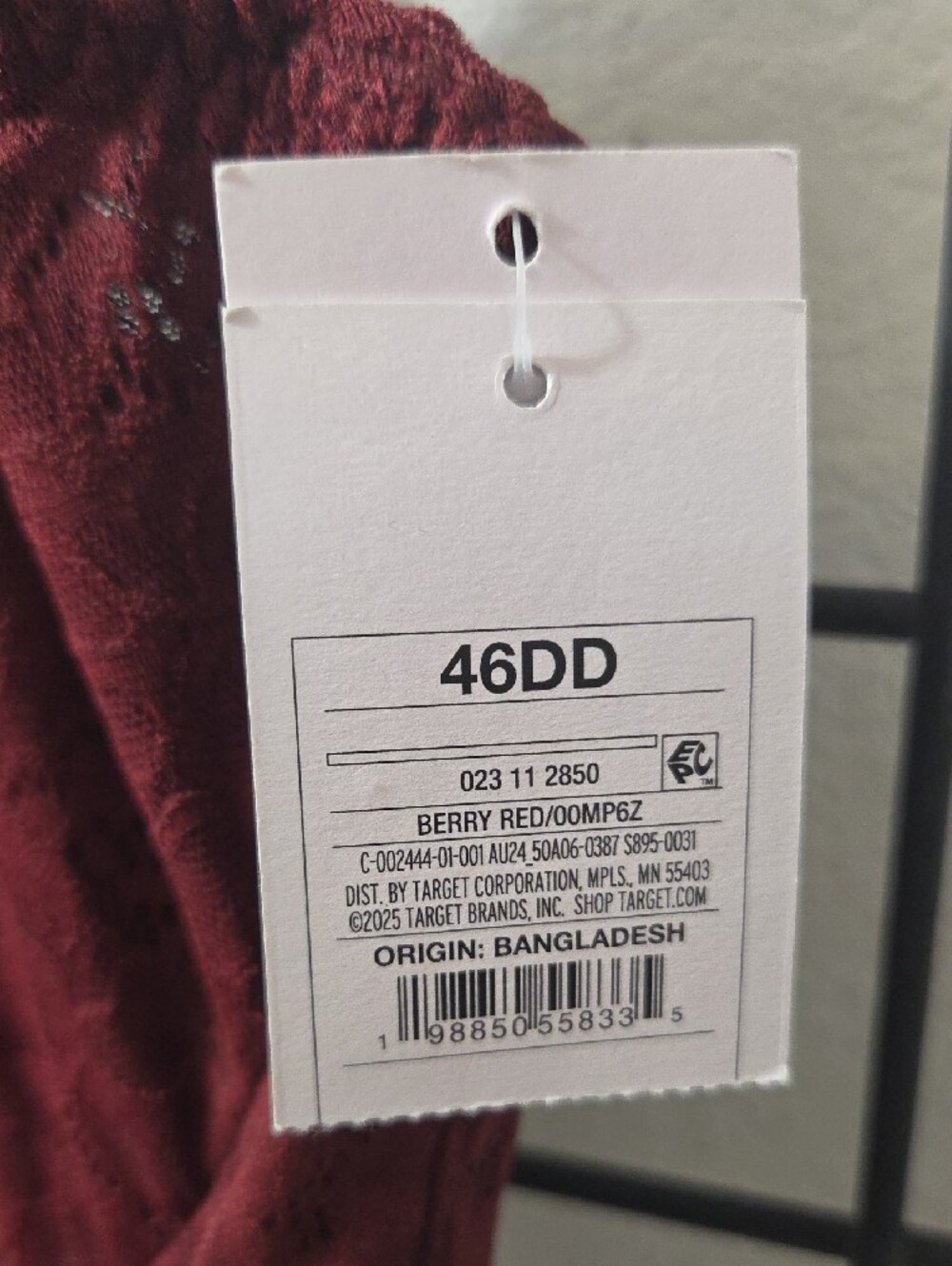 **Auden Lace Underwire Bra - Burgundy Wine - Picture 3 of 4